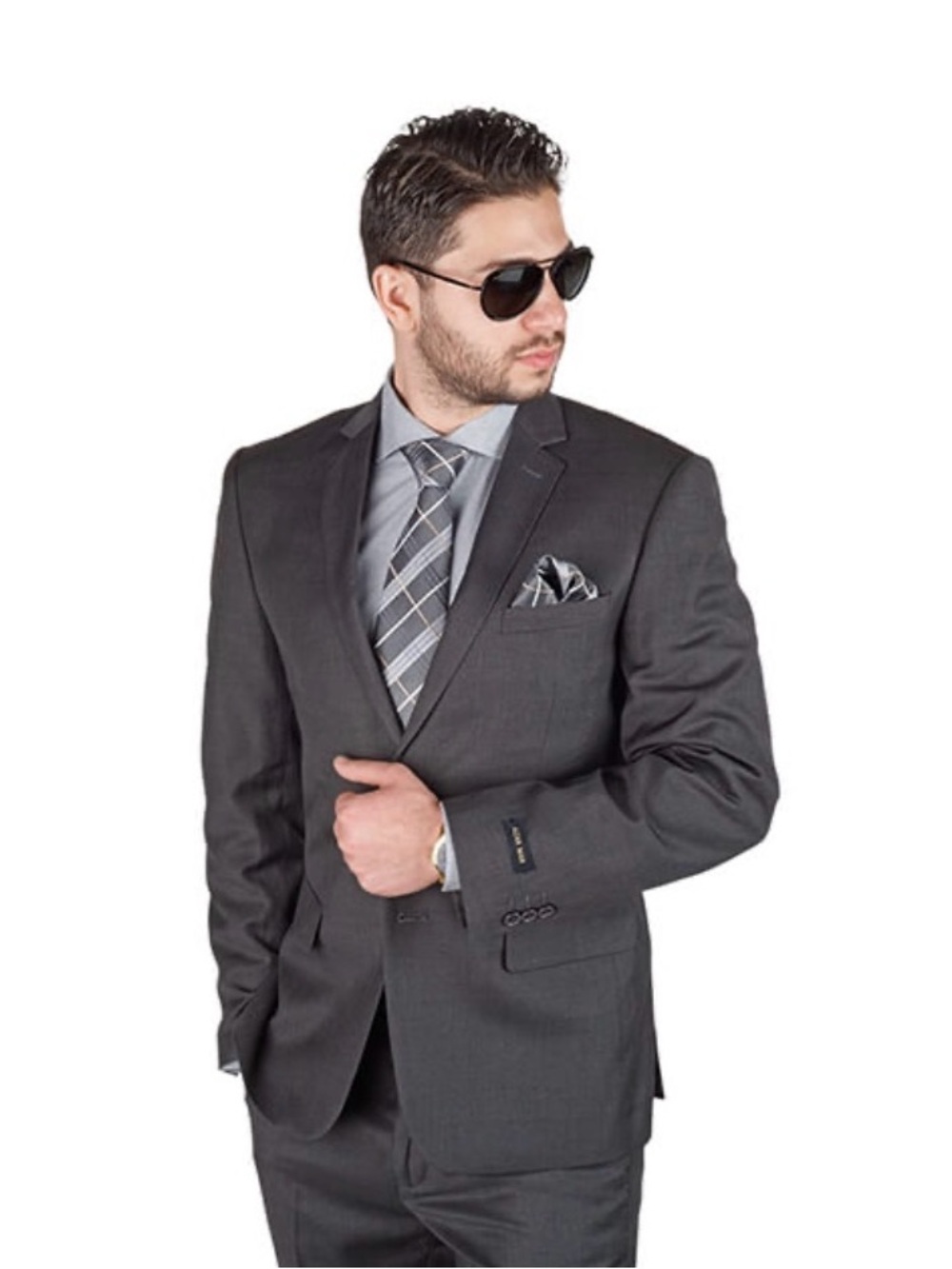 AZARMAN Dark Gray Two-Button Suit Jacket - Classic Tailored Blazer